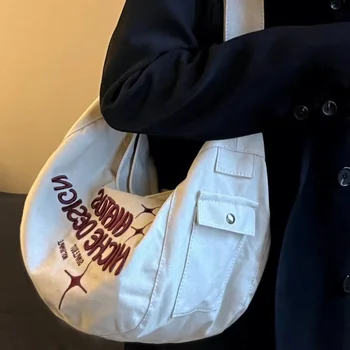 Дънкови Дамски чанта през рамо с букви с Голям капацитет, Дизайнерска Дамска ръчна чанта, Големи Дънки, Дамски чанти през рамо, Холщовые всеки ден