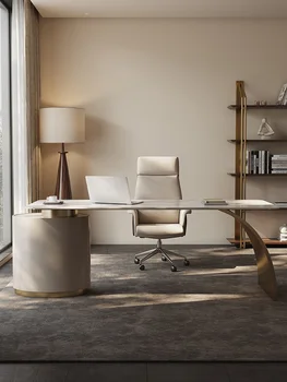 Лесен е луксозен, модерен и минималистичен домашен офис маса, италиански минималистичен компютърен маса, работно бюро, работно бюро