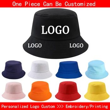 Индивидуален дизайн на ЛОГО, Дамски панама, Мъжки Бродирани печат на Лого, Лятна Ежедневни Рибарска шапка с периферия, Kpop Panama Боб Bucket Gorros