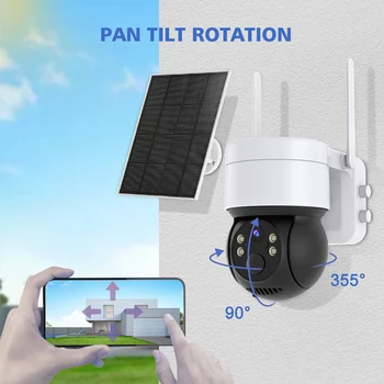 WIFI Слънчева камера Външна безжична слънчева IP камера 3MP HD Вградена батерия Камера за видеонаблюдение Камера за нощно виждане за сигурност