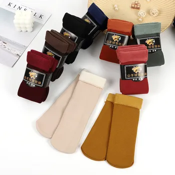 Зимни дамски термоноски, кадифе, кашмир зимни чорапи от 80% памучна прежда, удобни чорапи
