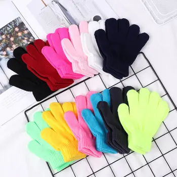 1 чифт ярки трикотажни ръкавици за деца, специални ръкавици за каране на кънки на лед, Зимен топъл аксесоар, подаръци за момчета и момичета на 13 цвята