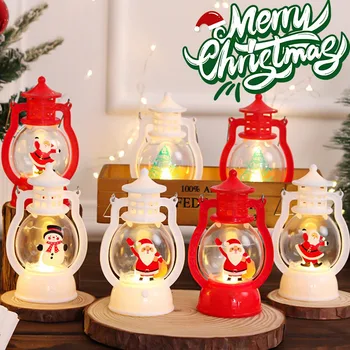 Коледна led лека нощ, Преносим Фенер Дядо Коледа, Висящи бижута, Коледна лампа на батерии, Коледни украси, подаръци за деца