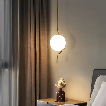 Нощна полилей Скандинавски спалня хол фонова стенни полилей творческа личност модерен минималистичен бар малка лампа