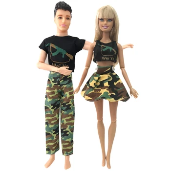 NK 2 Комплекта Камуфлажна Имитация на CS, униформи, солдатская дрехи за Барби кукли, Аксесоари за кукли Кен, Подарък играчка