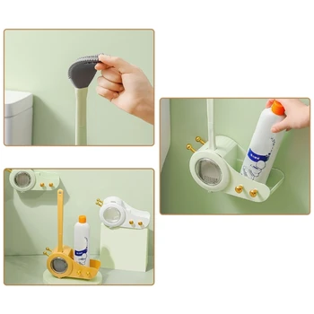 Стенен Ершик за тоалетната чиния във формата на Охлюв с държач, Рафтове за съхранение във форма на Охлюв, домакински препарат, инструмент за баня, аксесоар R7UB