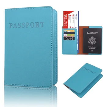 Модерен Монофонични Титуляр за паспорт, Дамски Мъжки Кожени корици за паспорти, Мъжки Пътен джобен формат за паспорт, притежателите на кредитни карти, лична карта