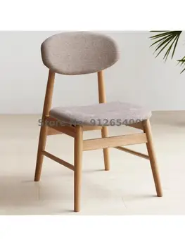 Трапезария стол от масивно дърво, Домашен Скандинавски стол, плат, дърво, цвят дъб, мека опаковка, прост, модерен стол с облегалка за ресторант
