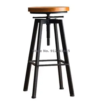 Стол бар стол бар стол бар стол чугунен промишленост въртящи домакински подвижен стол от масивна дървесина висока летва