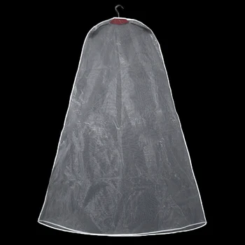 Прахоустойчив двустранен калъф за сватбена рокля от прозрачен тюл/воал, с цип отстрани за домашно гардероб, чанта за съхранение рокли