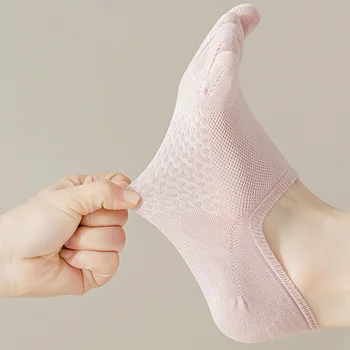 Летни чорапи с невидими пръсти, за жени и момичета, памучни, Тънки обикновена меки дишащи дезодоранти с неглубоким уста, чорапи, без токчета