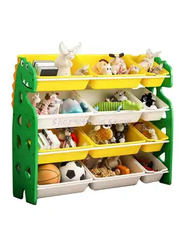 Рафтове за съхранение на детски играчки с динозаври, Детски лавица за книги, Рафтове за подреждане на шкафове за съхранение, многослойни кутии за съхранение