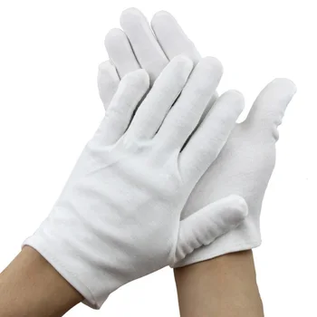 Хит на Продажбите, 12 чифта бели Ръкавици, с високо качество Памук, работни ръкавици, Поглъщащ Ръкавици за Защита на Ръцете От Слънцето, ръкавици с пет пръста