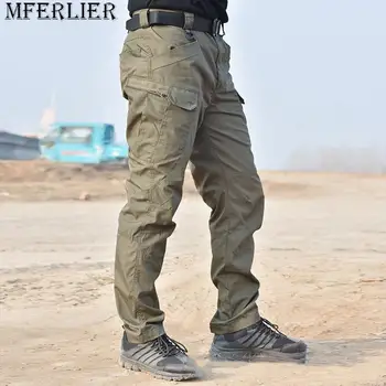 Размер S-6XL, тактически армейските панталони-карго във военната стил, мъжки водоустойчив износоустойчиви еластични панталони с много джобове, бойни работни панталони SWAT