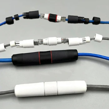 1 бр. док-конектор RJ-45 мрежов директна Ethernet кабел, водоустойчив Заглавие IP67, удължителен кабел за високоскоростен мрежов кабел на открито