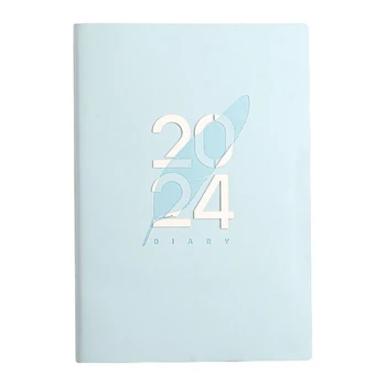 Дневник 2024 година, дневникът на А5, дневник А5 бележник за коледен подарък, подарък за рожден ден, селена в 2024 година, син прибл. 14,5 X 21 см