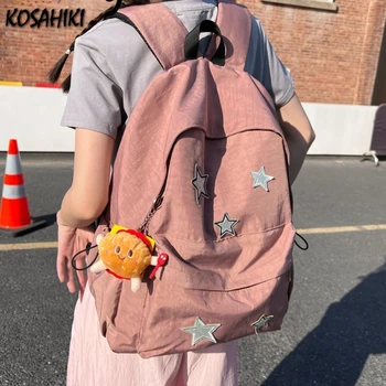 Японски Ins Модерен ученически чанти Y2k, универсални реколта пътни чанти с голям капацитет, женски прости раници в стил звездички за студенти