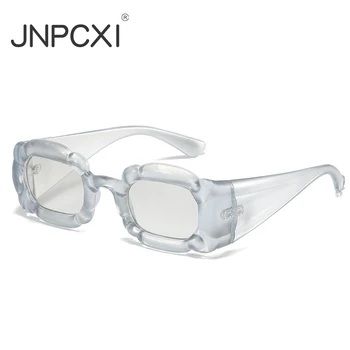 JNPCXI Нови Квадратни дамски слънчеви очила, с наклон цвят Y2K, женски реколта маркови дизайнерски мъжки слънчеви очила с нередовни широки крака