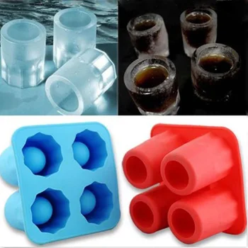 Креативен Силикон кубче под формата на 4 Чаши във формата На Чаша За Замразяване на Форми За Сладолед Инструменти за бар Ktchenware