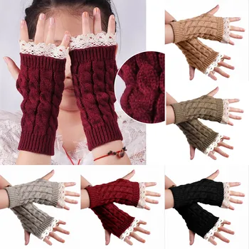 Ръкавици без пръсти, дамски топли ръкавици без пръсти, плетени калъф за тънки ежедневни дамски ръкавици без пръсти, плетени калъф за обикновена ръкавици в стил пънк-готик
