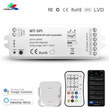 Sasha RGB/RGBW SPI led Контролер 2,4 G RF дистанционно Управление Alexa, Google Plus Гласово Управление за WS2811 WS2812B RGB SK6812 led лампа DC5-24V
