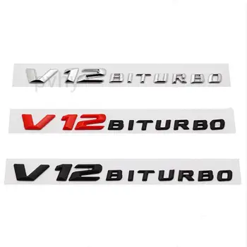 3D ABS V12 Битурбированные Букви Хромированное Кола Крило Странична Емблема на Иконата на Стикер За Mercedes S65 G65 SL65 AMG W222 W221 R230 R231 W463