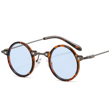 Нови малки кръгли слънчеви очила в ретро стил Steampunk, дамски модни прозрачни океански градиентные лещи UV400, Мъжки слънчеви очила в стил пънк