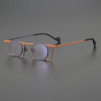 Ретро Квадратни, Кръгли Очила, в малката рамка, Мъжки Модерни Оптични очила от чист титан, Женски очила при късогледство, Персонални очила