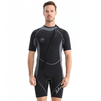 2023 Нов мъжки 1,5 мм неопреновый водолазный костюм с наклон цип Отпред, едно парче, с къс ръкав, Слънцезащитен топъл костюм за сърф и гмуркане