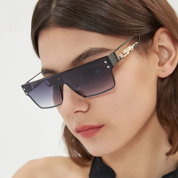 Цели слънчеви очила с леопардовой главата 2A369, vintage слънчеви очила в малка рамка, модни слънчеви очила без рамки очила с UV400
