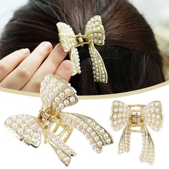 Перлена шнола за коса с пеперуда, Модни дамски аксесоари за коса, Скоба за коса в корейски стил, скоба за захващане хвощ За жени