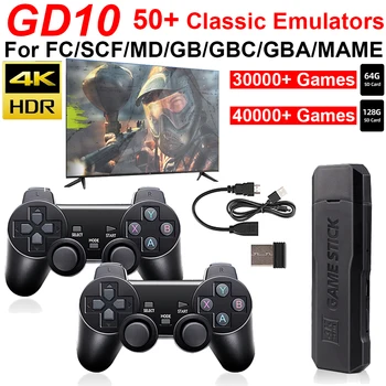 GD10 Игрова конзола 4K HD TV 2,4 G Безжичен Контролер 40000 + Игри 64/128G Преносим Игри Джойстик За PS1/N64/DC/MAME/ФК