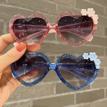 Бебешки Сладки Слънчеви очила с Анимационни Цвете, Лък за момичета, Защита от Слънцето на открито, Прекрасна Реколта точки, Защита, Класически детски очила