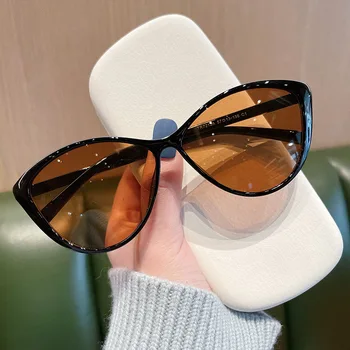 Нови vintage слънчеви очила Cat Eye Класически модни слънчеви очила в голяма рамка, Външни декоративни плоски слънчеви очила Uv400