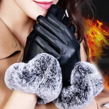 Топли ръкавици, Кадифе, кожени есенни ръкавици за работа с екран, дамски зимни ръкавици